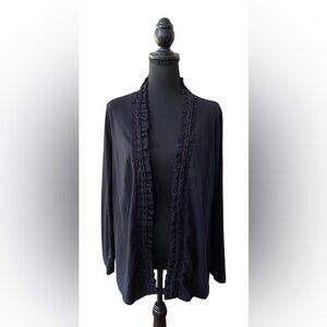 Krazy Kat: Black Cardigan with Ruffle Trim